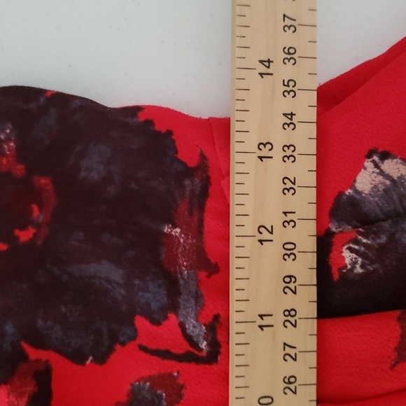 Free People Flutterby Dress 0 Red Floral Halter Fit And Flare Pockets Raw Hem - Picture 14 of 16